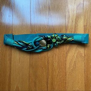 Silk bejeweled belt in unusual color combination